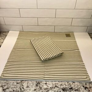 Pottery Barn Green and White Striped Cotton Napkin